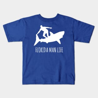 Florida Man Life - Shark Surfing Kids T-Shirt